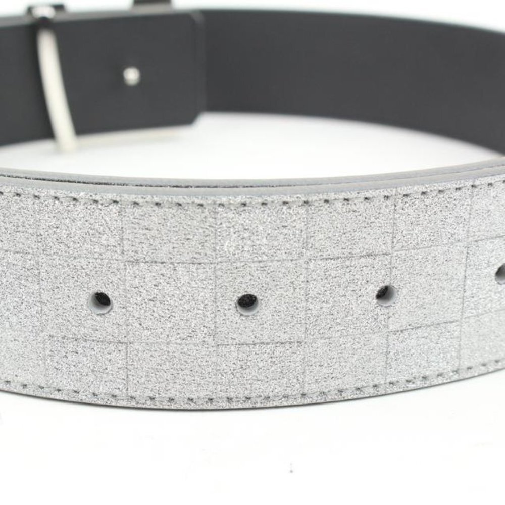 Louis Vuitton Glitter Silver Damier LV Pyramide 40mm Belt 37LV128S - Picture 12 of 12